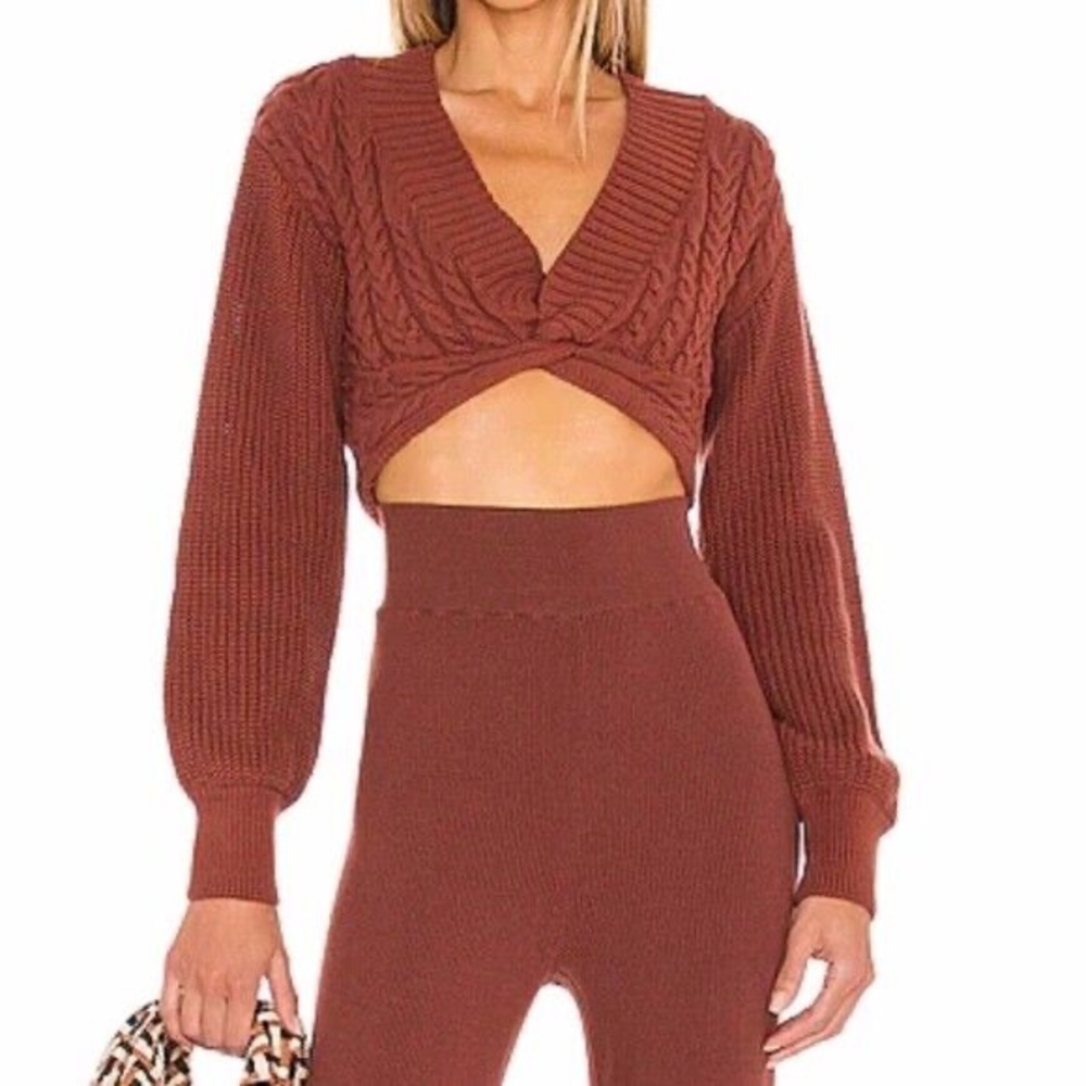 Free People Emilie Cherry Cola Twist Sweater Size Large